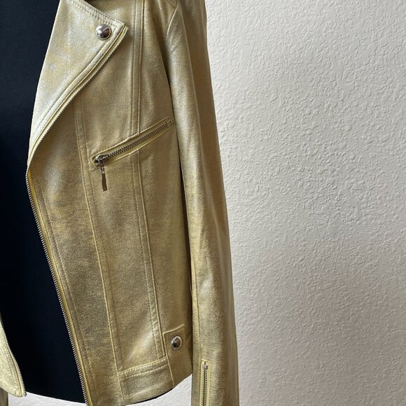 Lena Gabrielle Metallic Yellow Studded Jacket Size 10 FABULOUS! - Picture 3 of 10